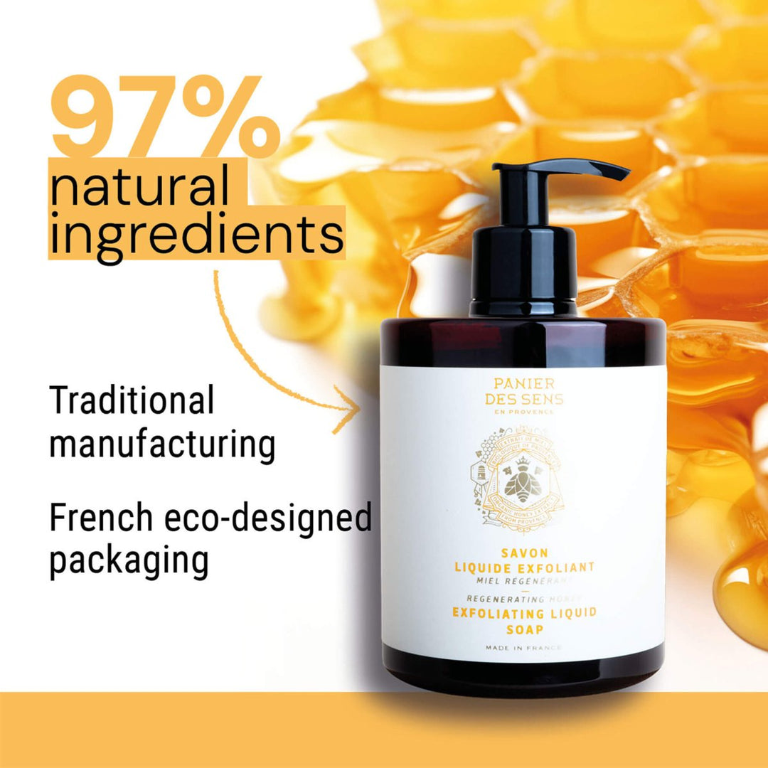 Exfoliating liquid Marseille soap - Regenerating Honey - Liquid Marseille Soap - Panier des Sens USA