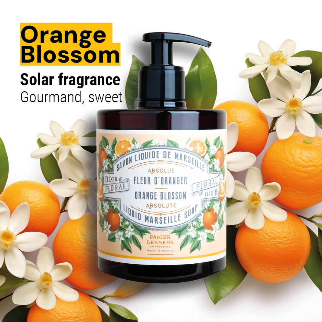 Liquid Marseille Soap - Orange Blossom savon liquide de Marseille - Liquid Marseille Soap - Panier des Sens USA