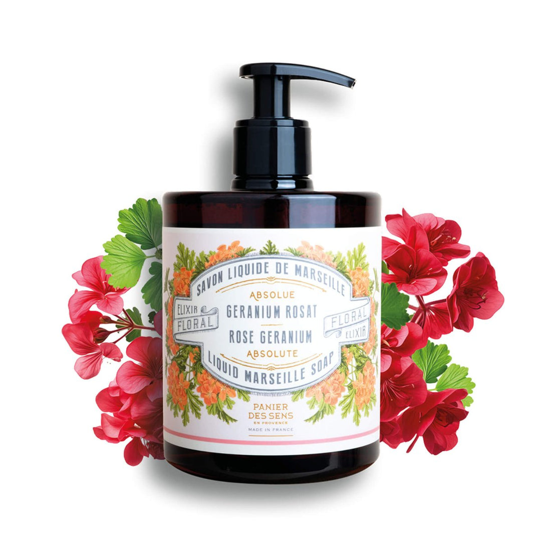 Liquid Marseille Soap - Rose Geranium savon liquide de Marseille - Liquid Marseille Soap - Panier des Sens USA