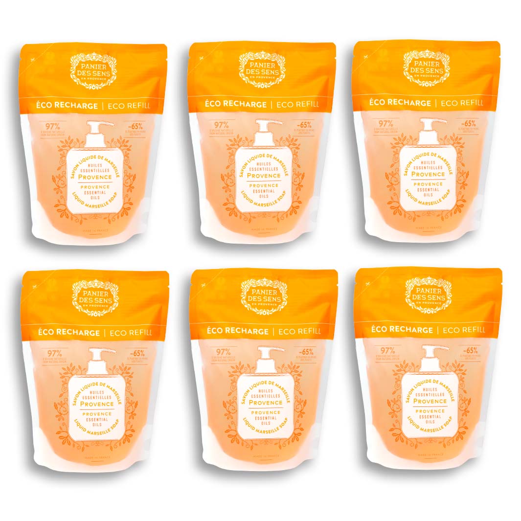 Pack of 6 Liquid Marseille Soap Refills - Provence Scent 6x16.9oz - Eco - refills - Panier des Sens USA
