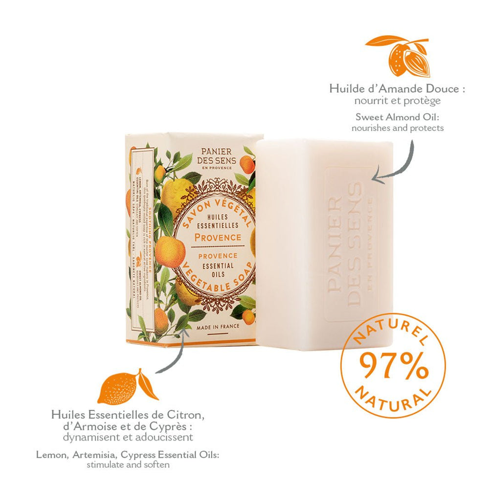 French Lemon Natural Soap Bar with Cypress Essential Oils – 5oz - Solid cosmetics - Panier des Sens USA
