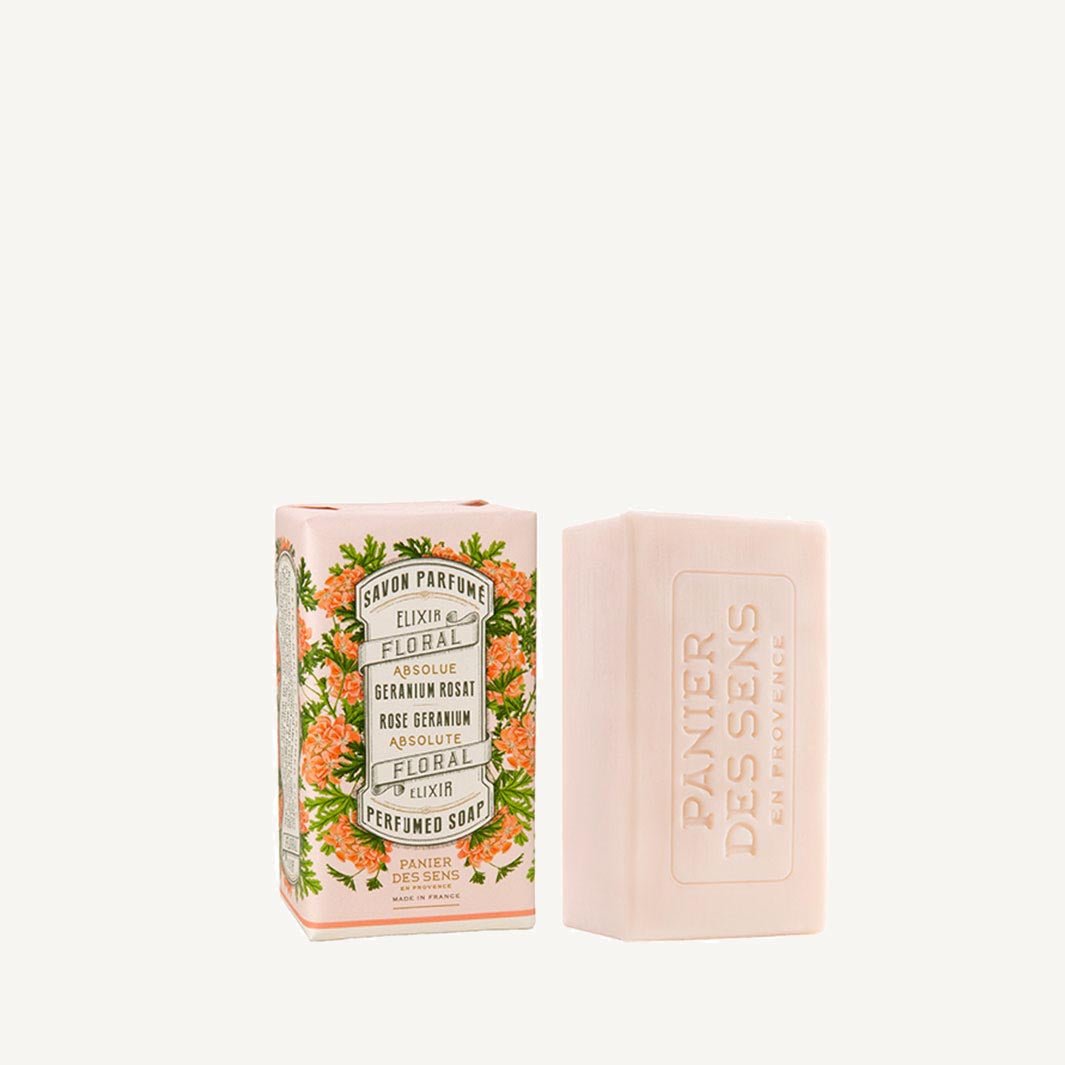 French Rose Geranium Natural Soap Bar with Olive Oil – 5oz - Solid cosmetics - Panier des Sens USA