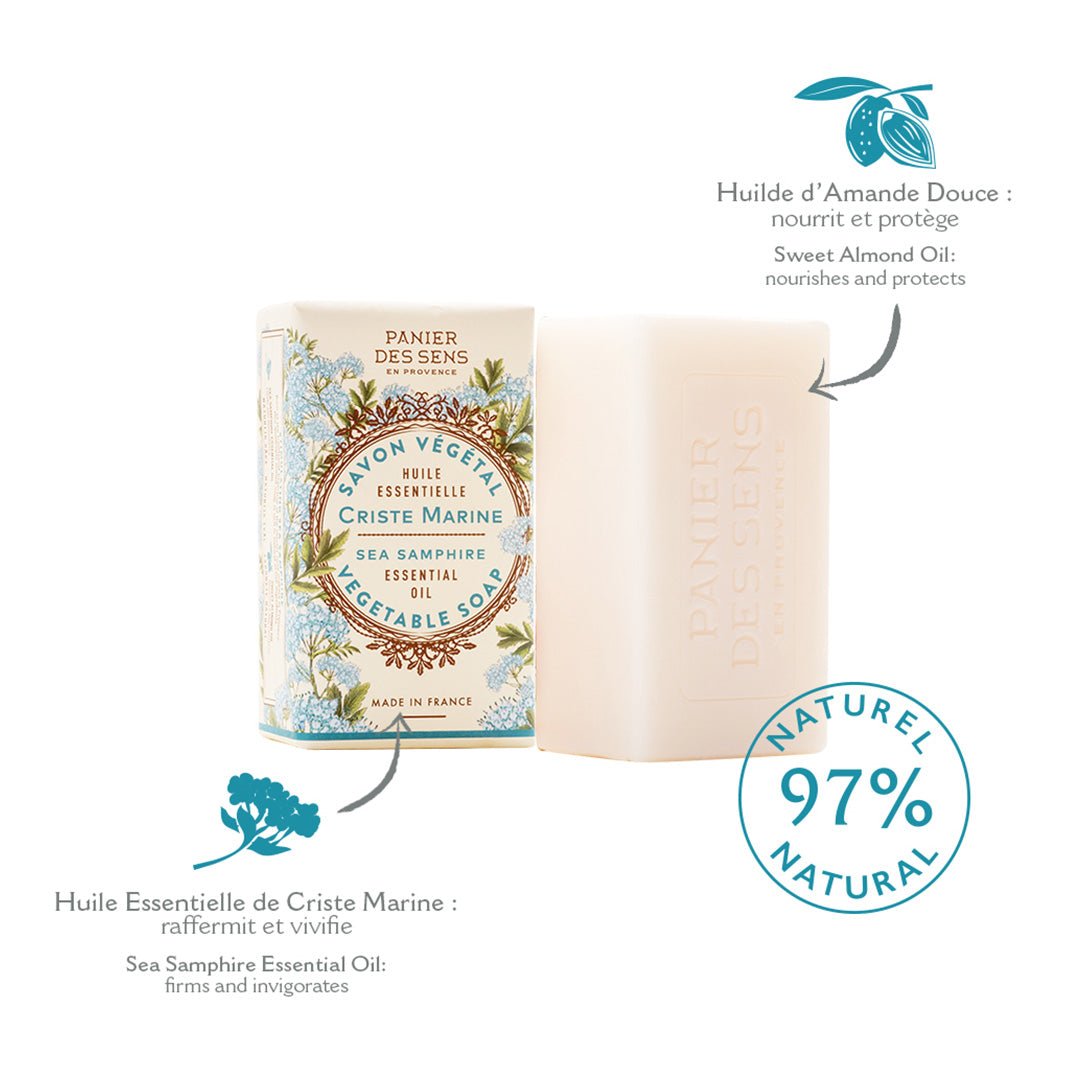 French Sea Samphire Soap Bar with Essential Oil – 5oz - Solid cosmetics - Panier des Sens USA