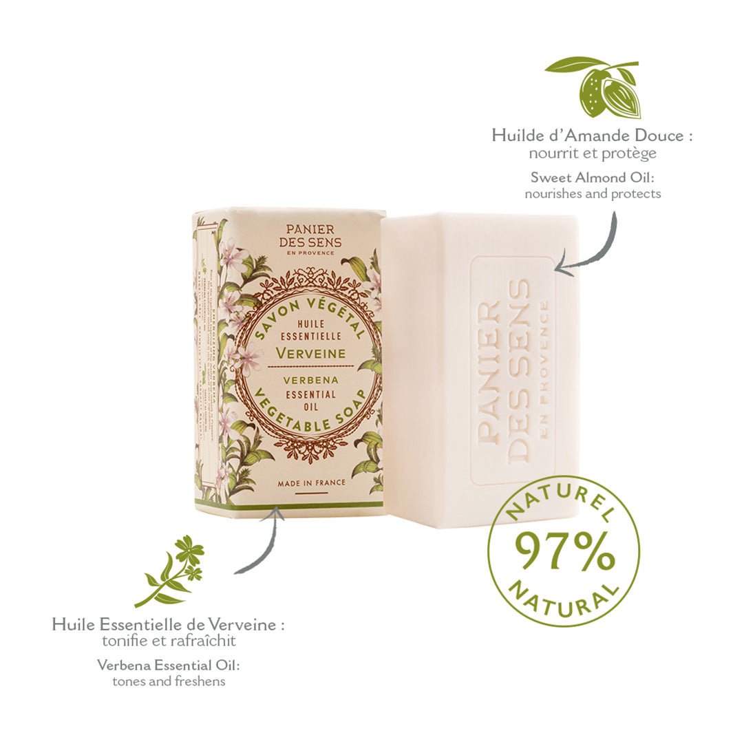 Jabón Natural de Verbena Francesa con Aceite Esencial - 5oz - Cosméticos sólidos - Panier des Sens USA